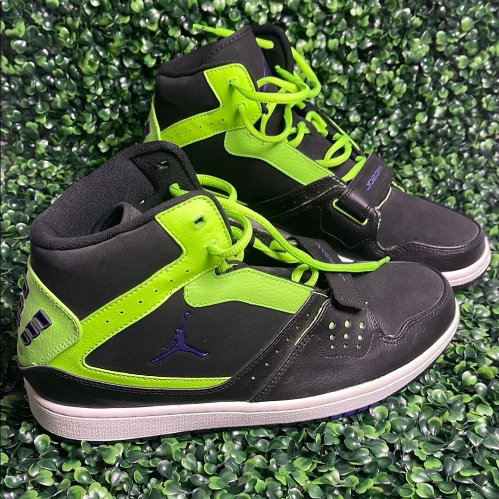 NIKE AIR‎ JORDAN Jordan 1 Flight Strap ‘Black Flash Lime Size 10.5